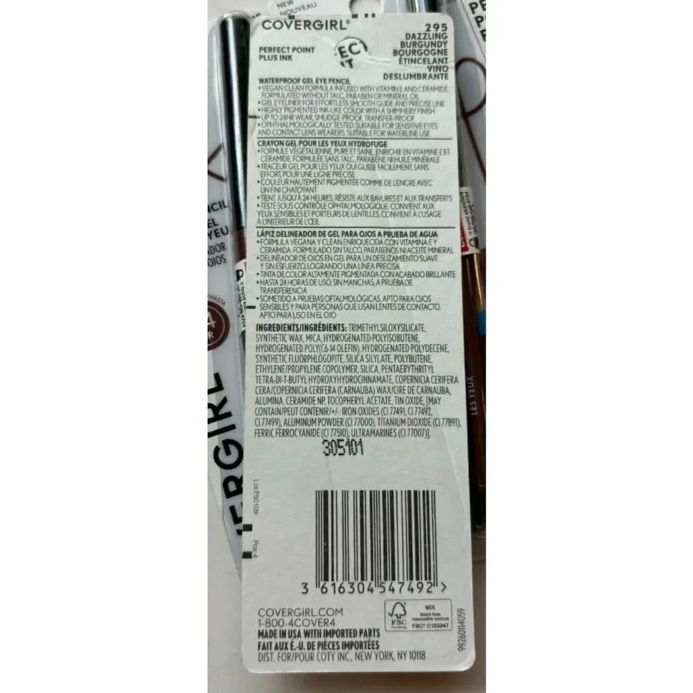 4 Covergirl Perfect Point Plus Ink Gel Eye Pencil Wtrprf 295 Dazzling Burgundy